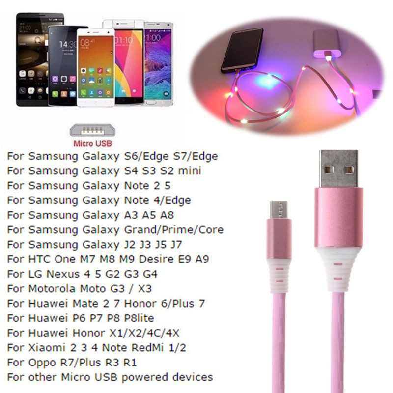 NERV 2.4A LED Micro USB Music Control Cord Fast Charging Data Cable For Xiaomi Huawei Samsung Android Mobile Phone Tablet