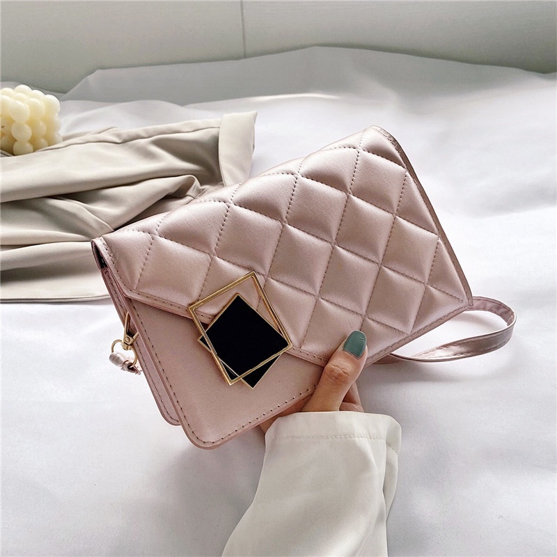 Ielgy Túi Xách Hình Thoi Phong Cách Phương Tây Với Trang Trí Kim Loại Đơn Giản