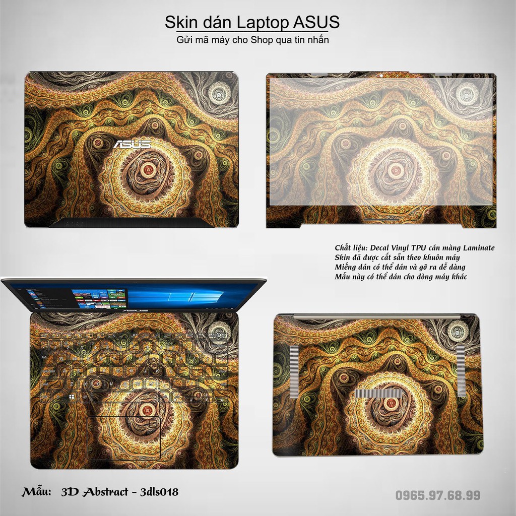 Skin dán Laptop Asus in hình 3D Abstract (inbox mã máy cho Shop)