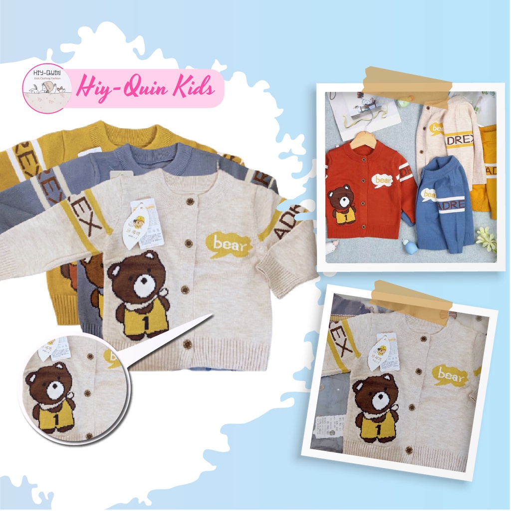 Bộ len Hiy-quin Cadigan hình gấu BEAR hàng Quảng Châu cao cấp[Có sỉ]