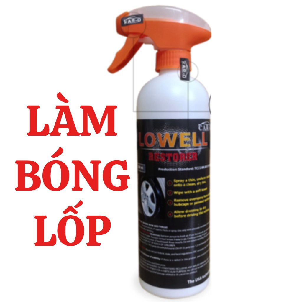 [tặng đồ lau]Dung dịch làm bóng, dưỡng đen lốp ô tô Lowell Restorer 550ml