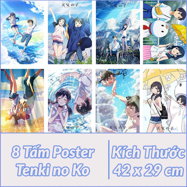 Bộ 8 tấm poster áp phích Anime 43x29cm - Tenki no Ko [PKA] [KS23]