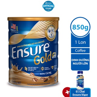 [Tặng 01 Chai Ensure Vigor] Sữa bột Ensure Gold Coffee (HMB) 850g