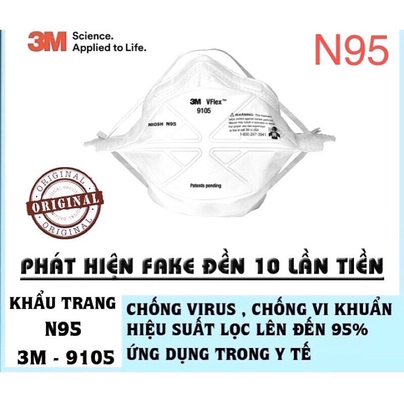 Khẩu trang 3M N95 8210 1860 9105 9541V 9001V 9001 N90