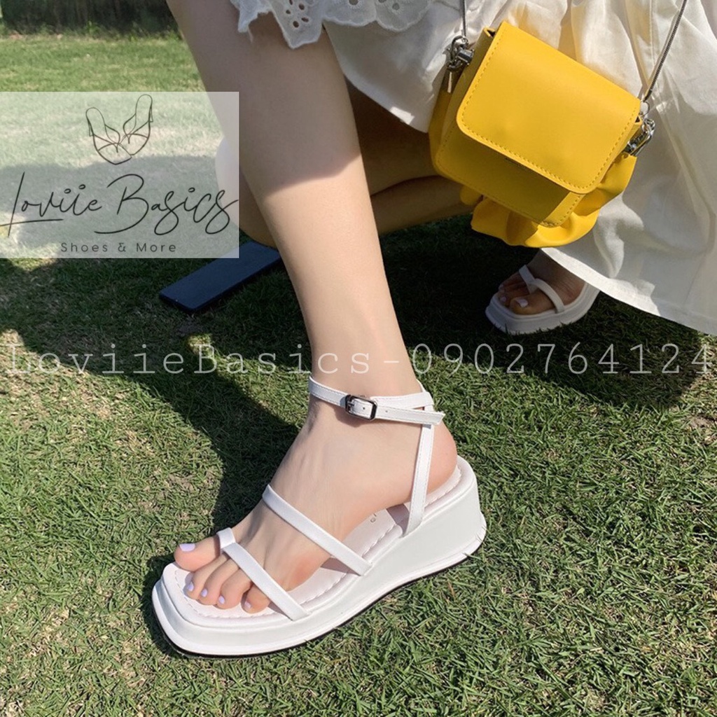 GIÀY SANDAL ĐẾ XUỒNG ULZZANG LOVIIE BASICS - SANDAL NỮ ĐẾ CAO QUAI MẢNH XỎ NGÓN ĐI BIỂN S220202 D220502
