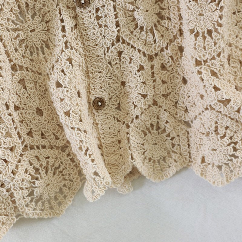 Brroa Áo Cardigan Dệt Kim Mỏng Tay Dài Phối Ren Rỗng Kiểu Pháp Ngọt Ngào Cho Nữ Da