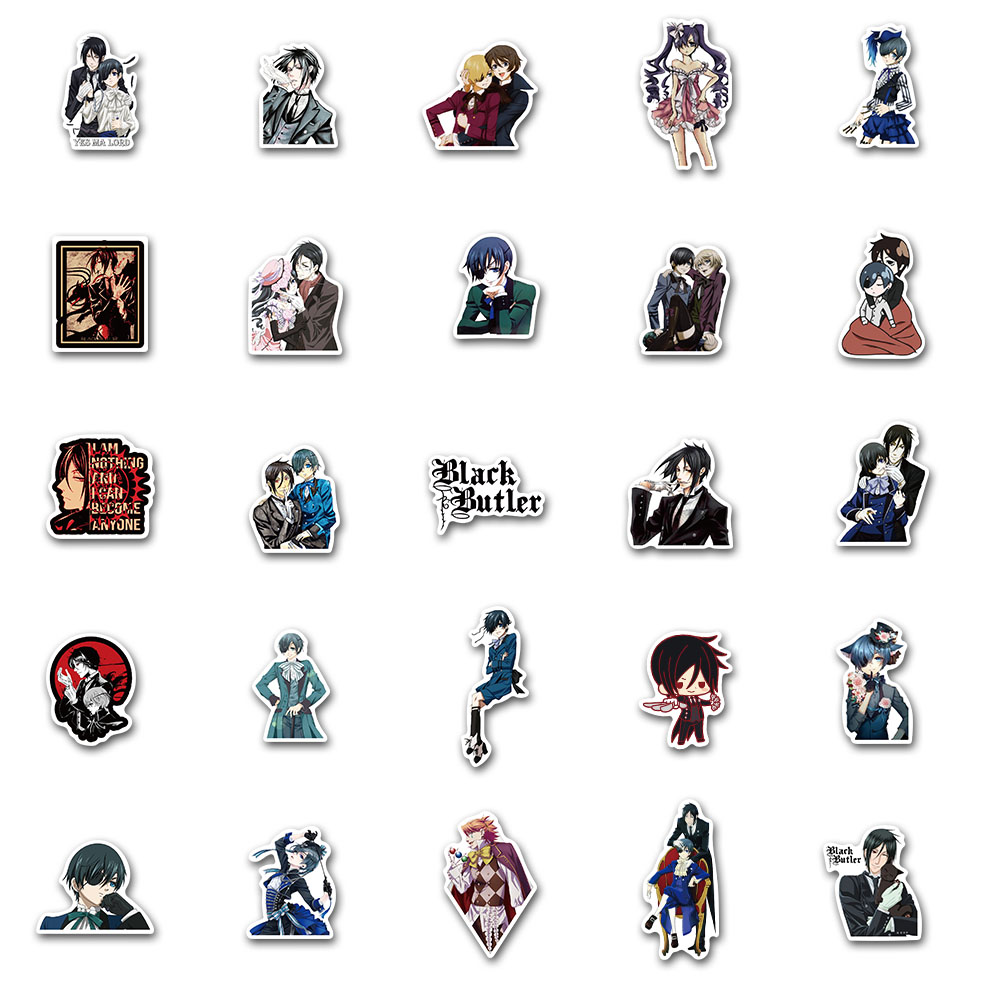 Set 50 hình dán chống thấm nước họa tiết Black Butler