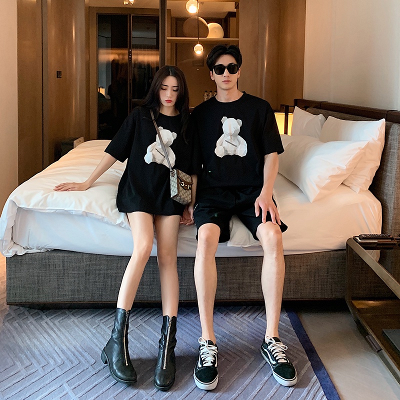 Áo Thun Hè Phối Gấu 5D Lấp Lánh Siêu Hot Bản Hot Chạy Hàng Cotton Mịn Thoải Mái Hoạt Động Hè 2022