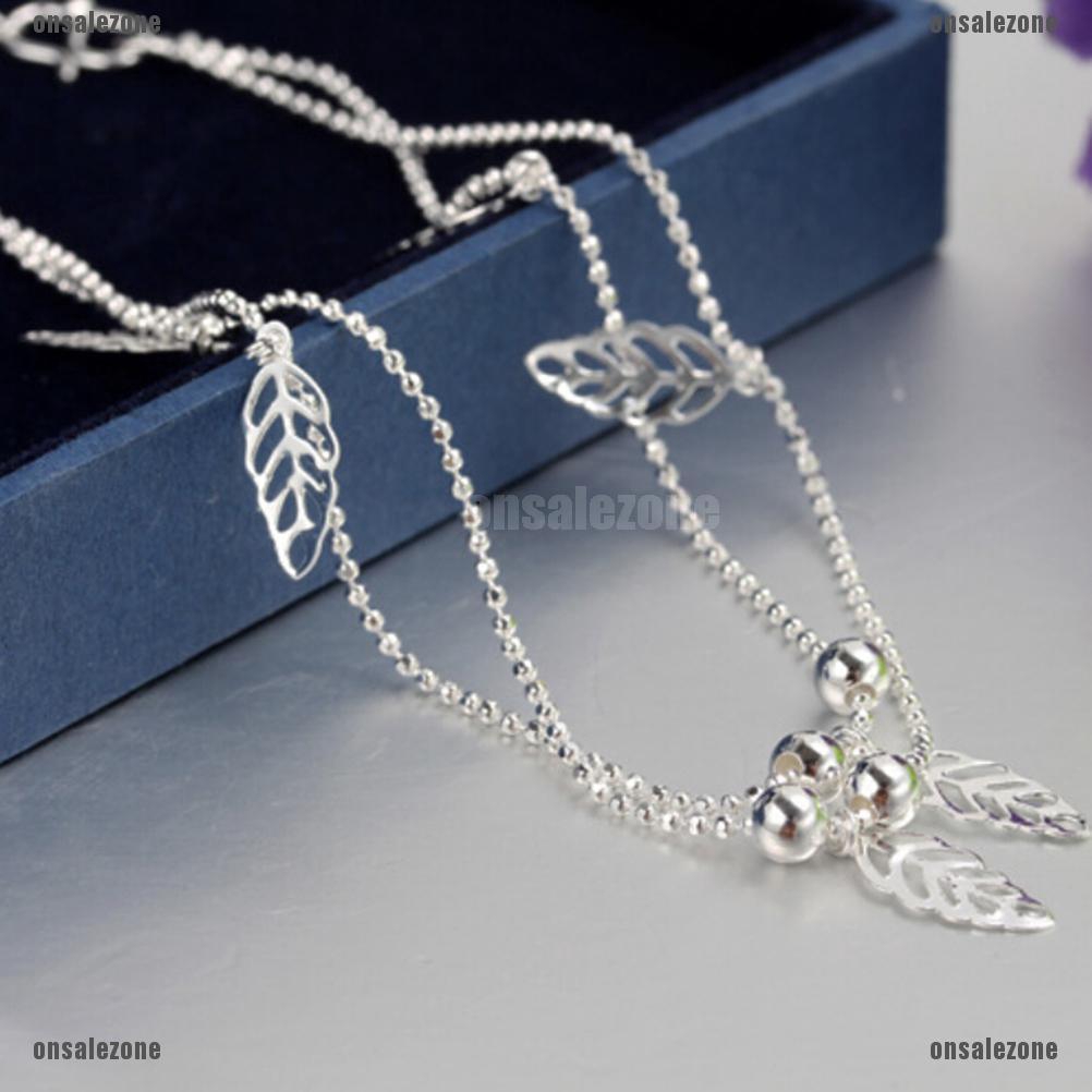 Lắc Chân Mạ Bạc Hình Chiếc Lá Thời Trang Dành Cho Nữ