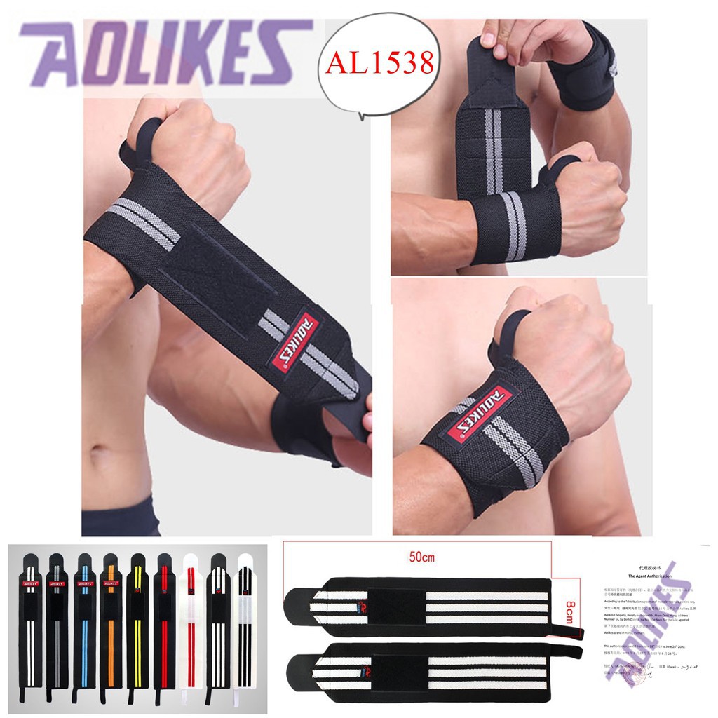 [ FLASH SALE ] Đai Cuốn Cổ Tay Tập Gym Aolikes AL 1538 (1 cái) ❤️freeship Thấm Mồ Hôi Tốt,Co Dãn 4 Chiều Chống Trượt