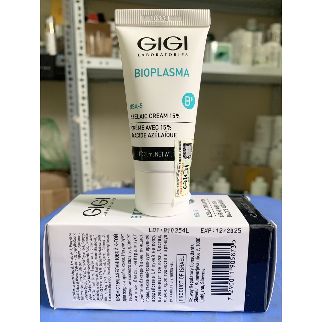 Kem điều loại mụn và thâm nám Gigi Bioplasma Azelaic Cream 15% 30ml
