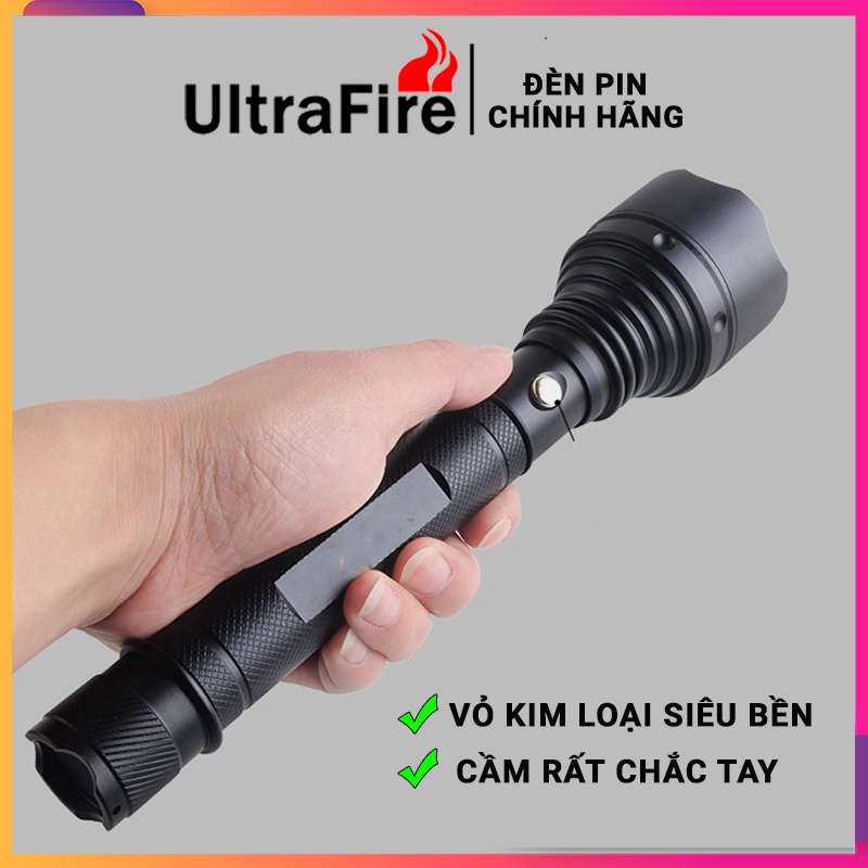 Đèn Pin Siêu Sáng Ultrafire Cao Cấp Hợp Kim Chống Nước Pin Sạc Bảo Hành Uy Tín ( Bảo Hành 12 Tháng)
