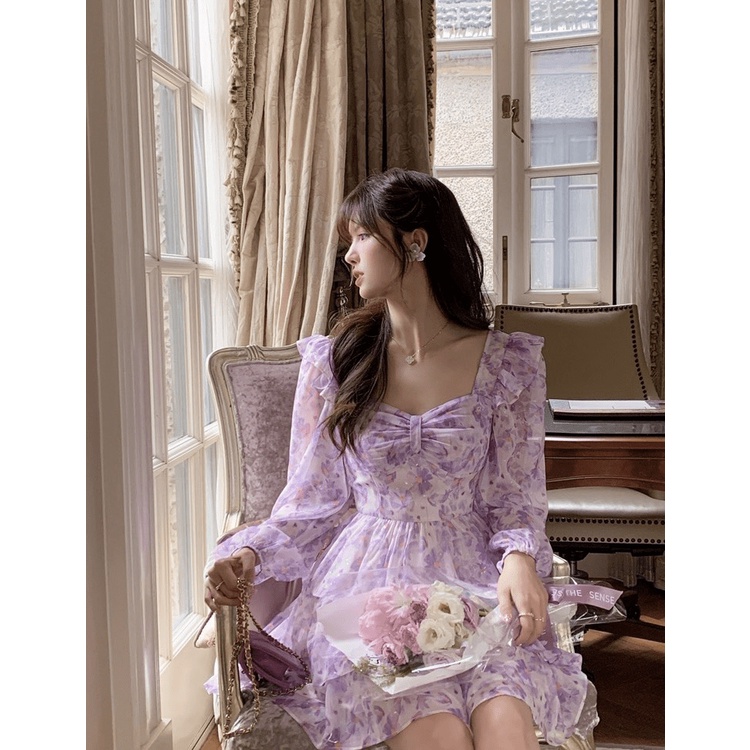 (Free ship) Hàng Quảng Châu Mới Ra Kho -- Mẫu Đầm Voan Tay Dài Dáng Xòe Siêu Dễ Thương UP HHP Fashion