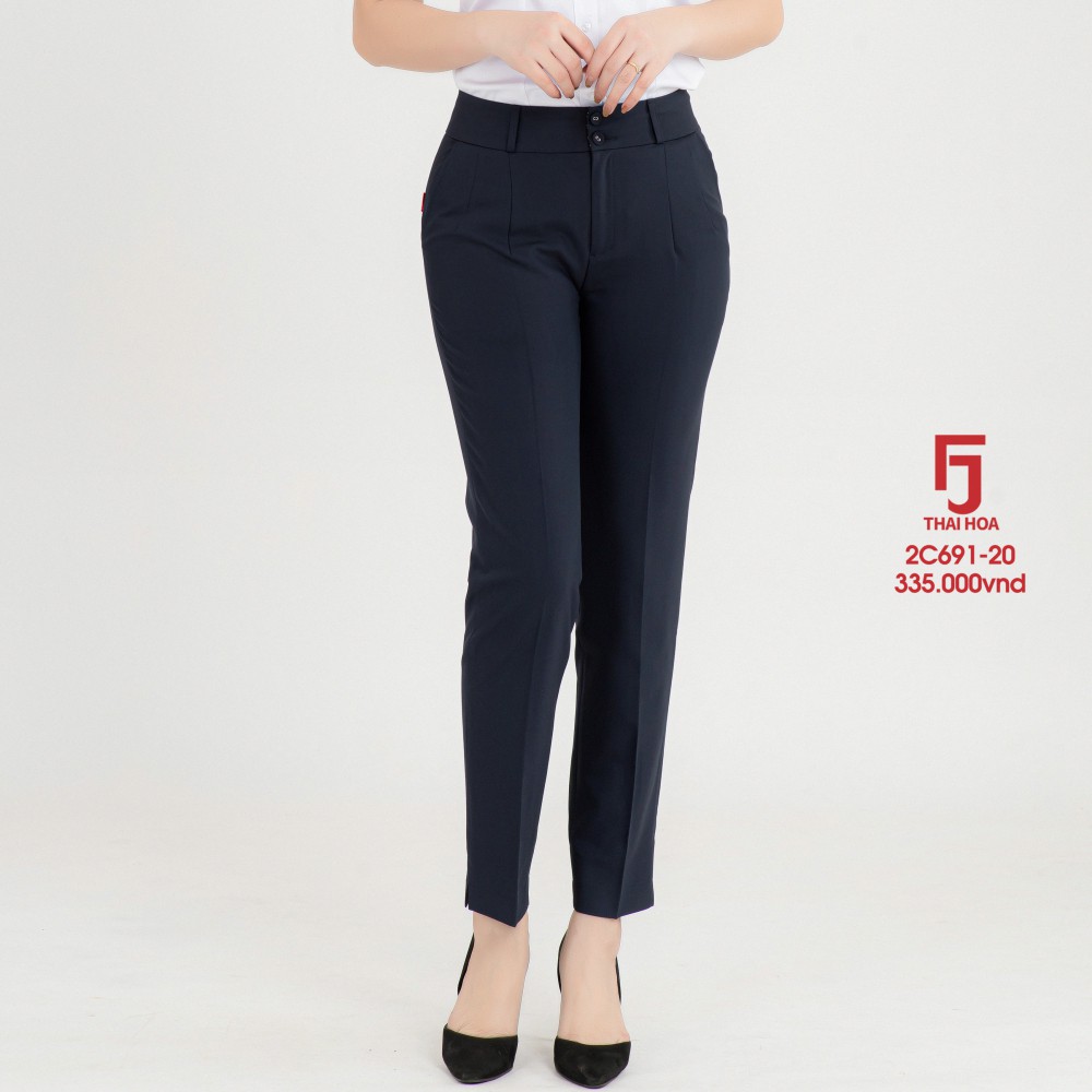 Quần tây nữ, quần âu nữ Thái Hoà công sở 9 tấc, màu xanh than, chất liệu mềm ,trơn 2C691-20-01 | BigBuy360 - bigbuy360.vn