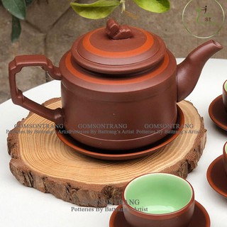 Ấm trà tử sa Bát Tràng quai vuông [Rẻ nhất Shopee]