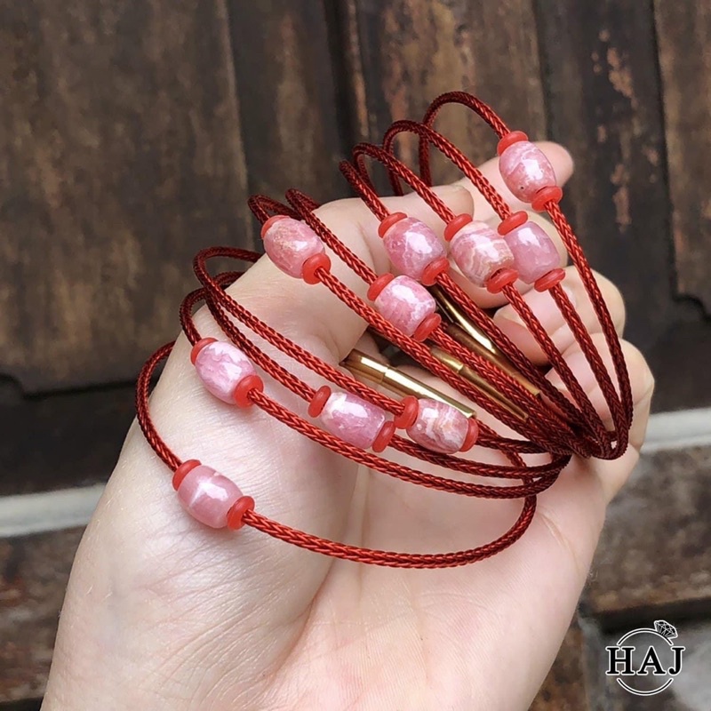 Vòng Tay Lu Đá Đào Hoa ☯ Vòng Tay May Mắn ☯ Cải Vận Tình Duyên, May Mắn