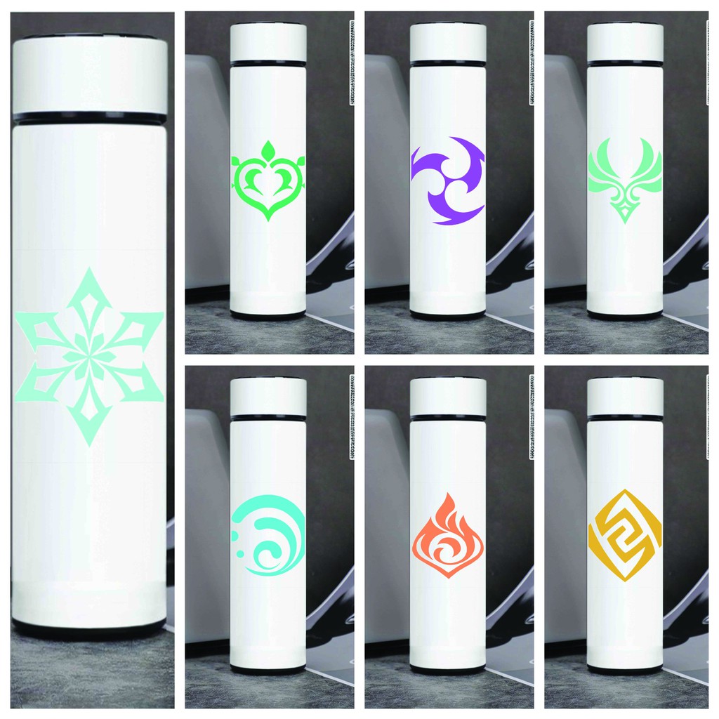 Bình giữ nhiệt đựng nước in hình NGUYÊN TỐ VISION GENSHIN IMPACT game tiện lợi xinh xắn anime chibi M2