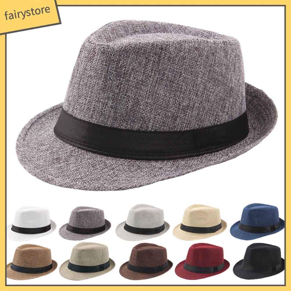 Mũ rộng vành màu trơn thanh lịch cho nam