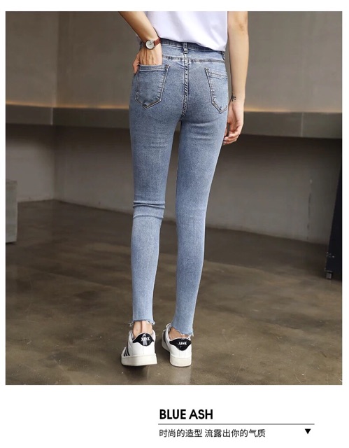 Quần jean nữ dài rách hai gối cao cấp. | BigBuy360 - bigbuy360.vn