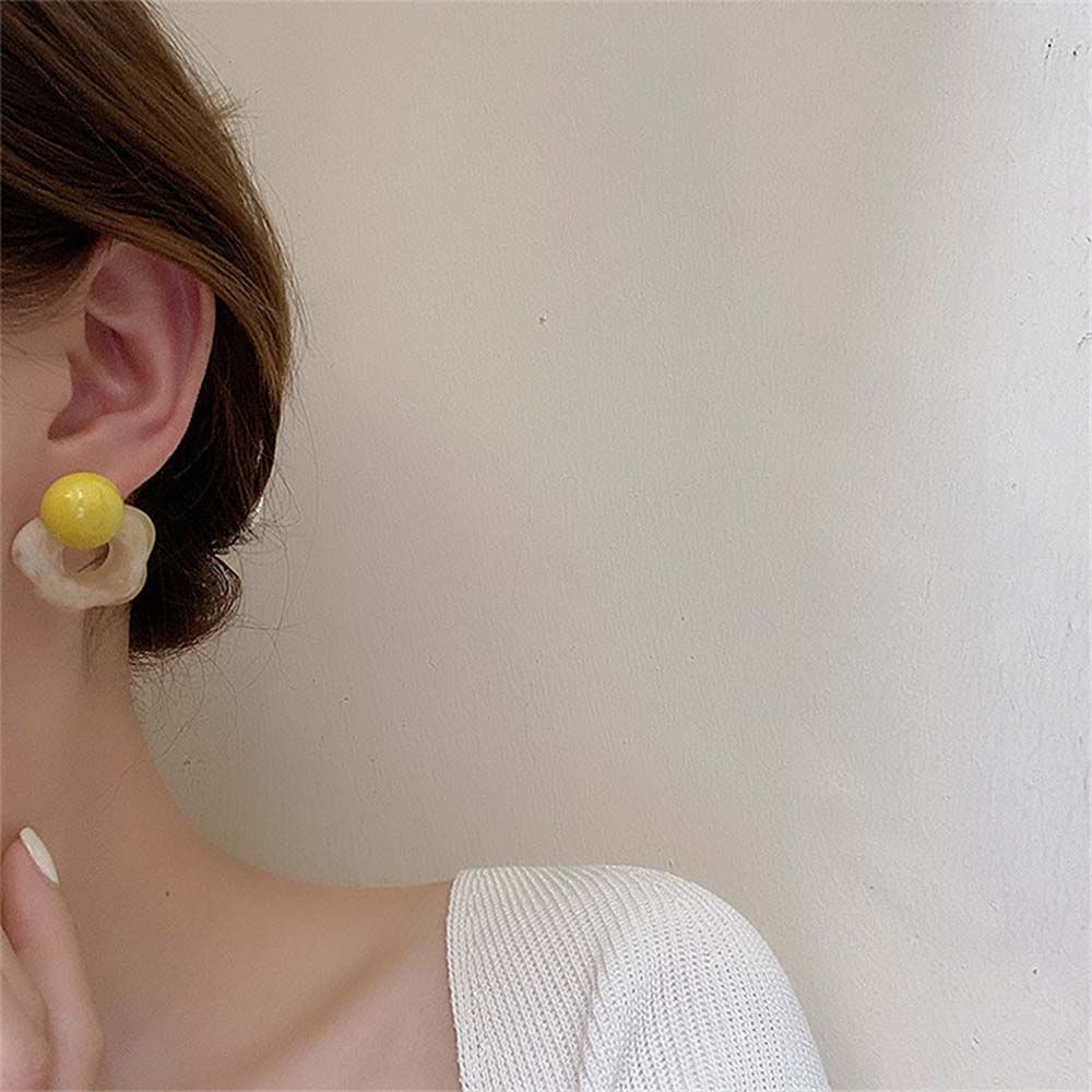 Khuyên tai dạng hạt tròn họa tiết hoa thời trang Hàn Quốc sành điệu cho nữ