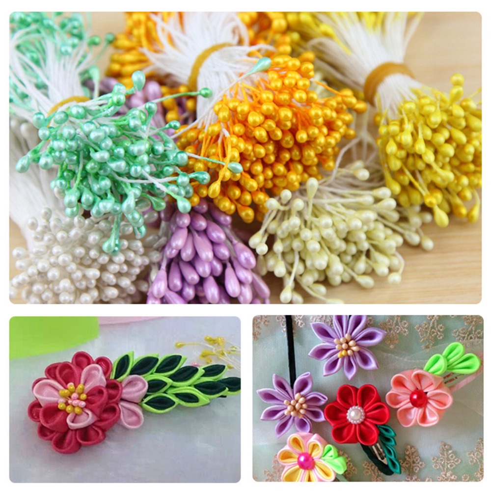 Set 150 nhụy hoa giả đính ngọc trai hai đầu trang trí xinh xắn