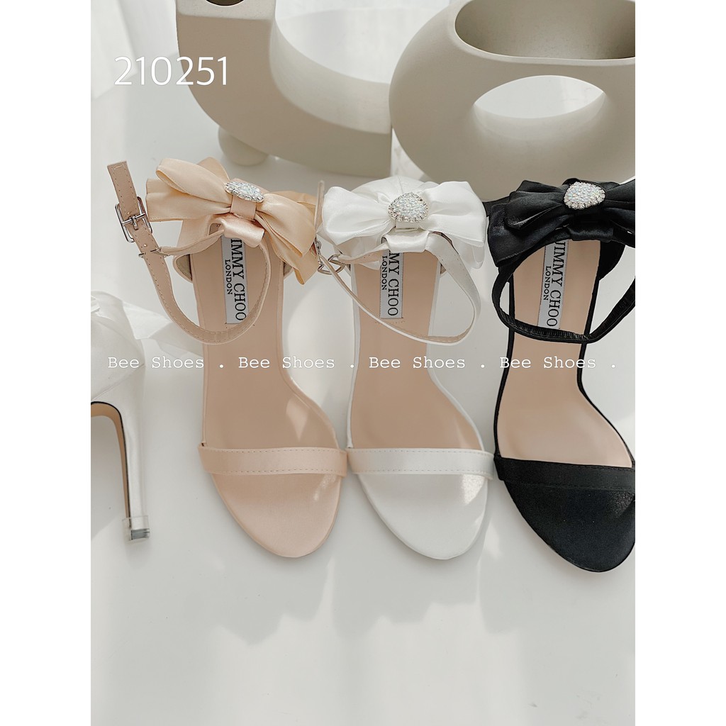 BEESHOES - SANDAL NỮ MŨI TRÒN QUAI NGANG TRƠN - SANDAL NỮ MŨI TRÒN GÓT NHỌN CAO 9 PHÂN SẴN MÀU ĐEN - TRẮNG - BE 210251