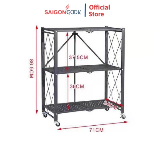 Kệ để đồ Saigoncook 3 tầng xếp gọn 71x34x86.5 cm