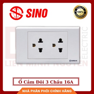 SINO Ổ Cắm Đôi 3 Chấu 16A S18UE2 - Hàng Việt Nam, Chất Lượng Cao
