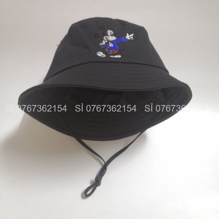 Mũ Bucket Trẻ Em Cho Bé Từ 2-6 Tuồi Vành Tròn 1 Lớp Thêu Chú Chuột X
