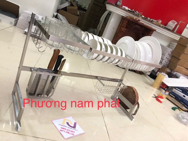 [GIÁ SỈ CHẠY SỐ LƯƠNG} KỆ 85CM Trắng Kệ Chén Đa Năng LEKUTE 100% INOX 304 ĐẶT TRÊN THÀNH CHẬU 2 HỘC THÔNG MINH TIỆN LỢI