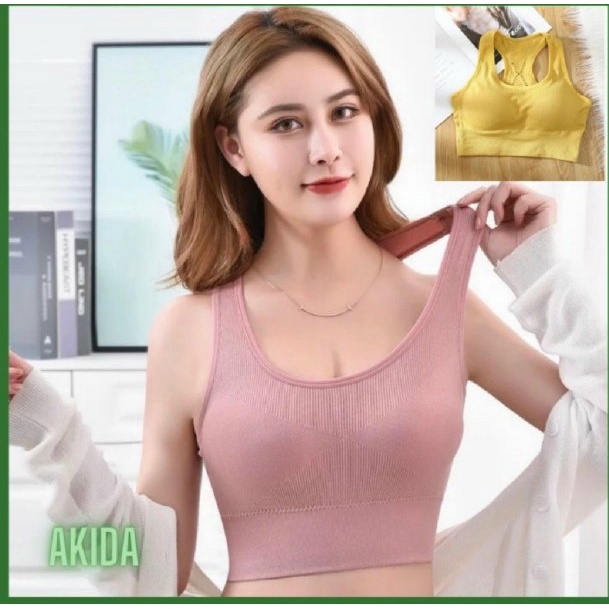 Aó bra tập gym yoga thể thao nữ dệt kim kèm mút lót freesize Bin Sports A181