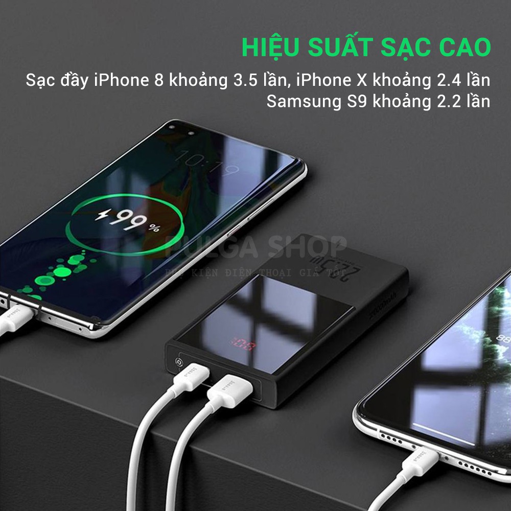 Pin Dự Phòng Mini Sạc Nhanh Baseus 10000mAh Công suất 22.5W Hỗ Trợ QC3.0/PD3.0 Cho Iphone Samsung Xiaomi Huawei Oppo