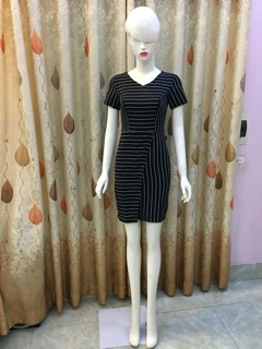 Đầm kẻ chéo thời trang V18 cao cấp
