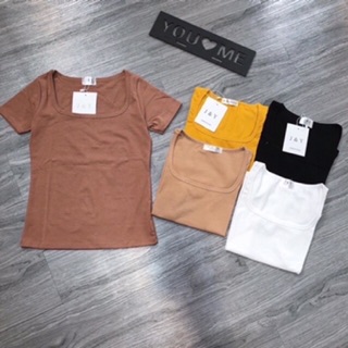 Áo thun cổ U chất zip cotton điệu đà