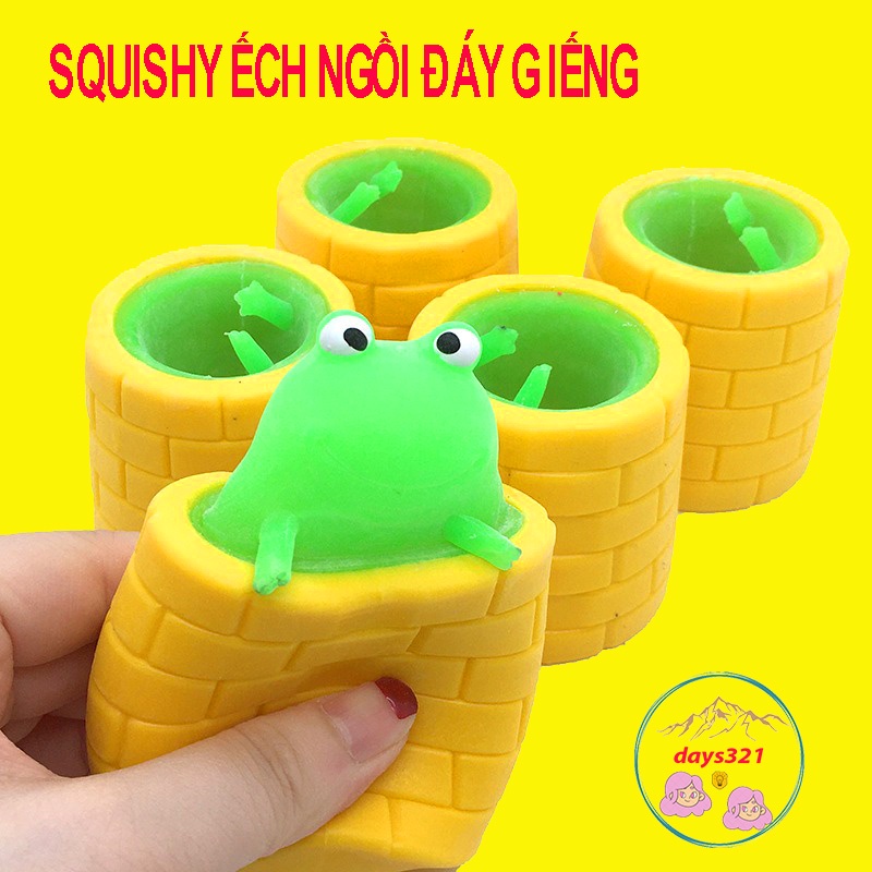 ẾCH NGỒI ĐÁY GIẾNG Squishy Mochi đồ chơi bóp tay mềm mịn dễ thương chân thực giảm stress co dãn đàn hồi ngộ nghĩnh bóp g