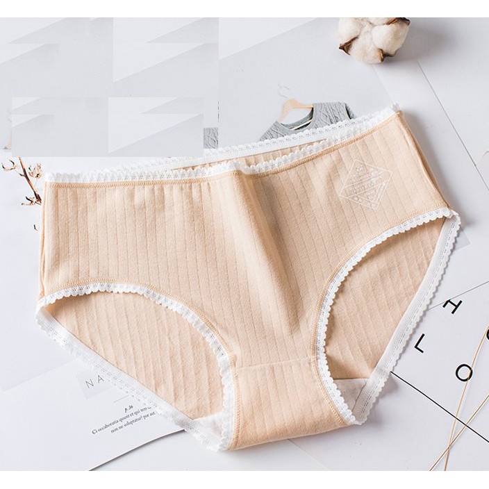 [CÓ SIZE XL] Quần lót cotton gân viền ren phong các Nhật Bản sexy quyến rũ thấm hút mồ hôi tốt Q//C49 | BigBuy360 - bigbuy360.vn