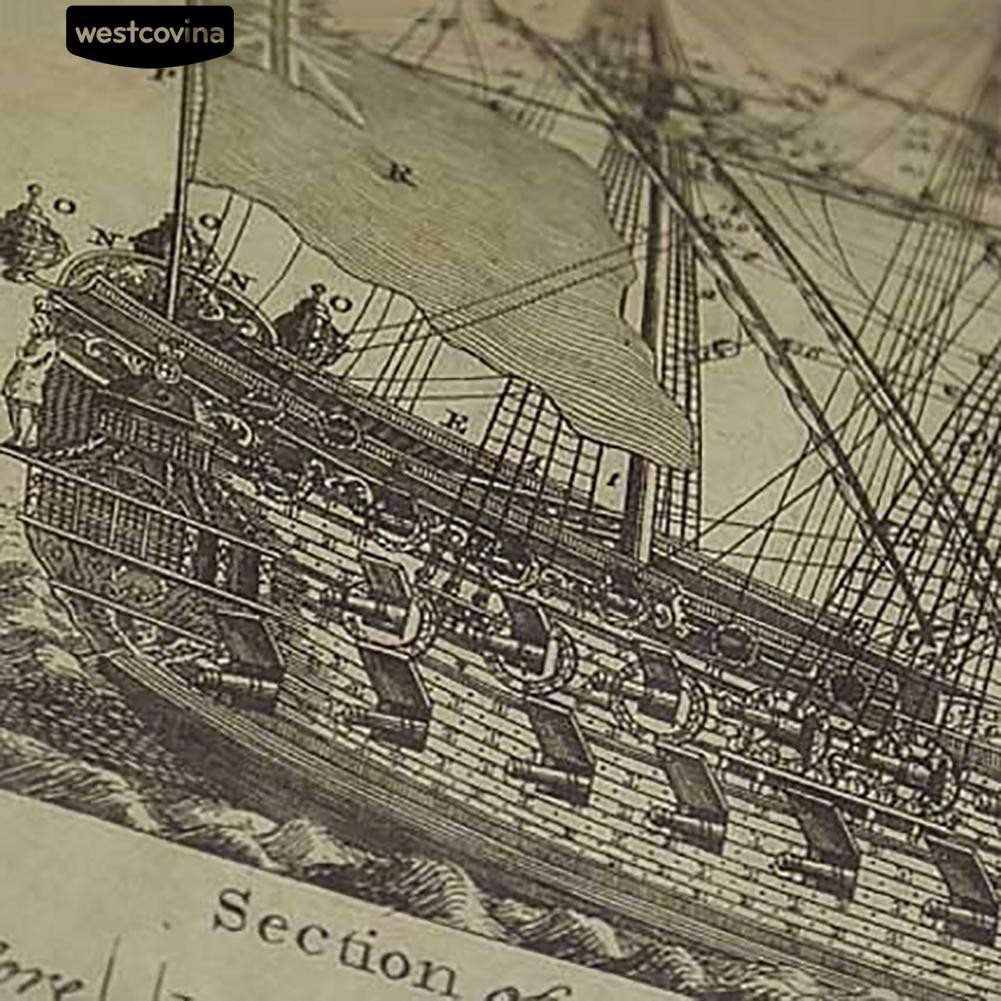 Poster hình tàu chiến cổ xưa trang trí quán cà phê