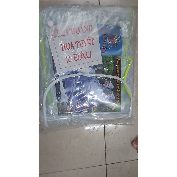 Áo mưa trong suốt 1 và 2 đầu có kính che mặt độ phủ rộng , bao chụp gương hoa tiết hoa tuyết