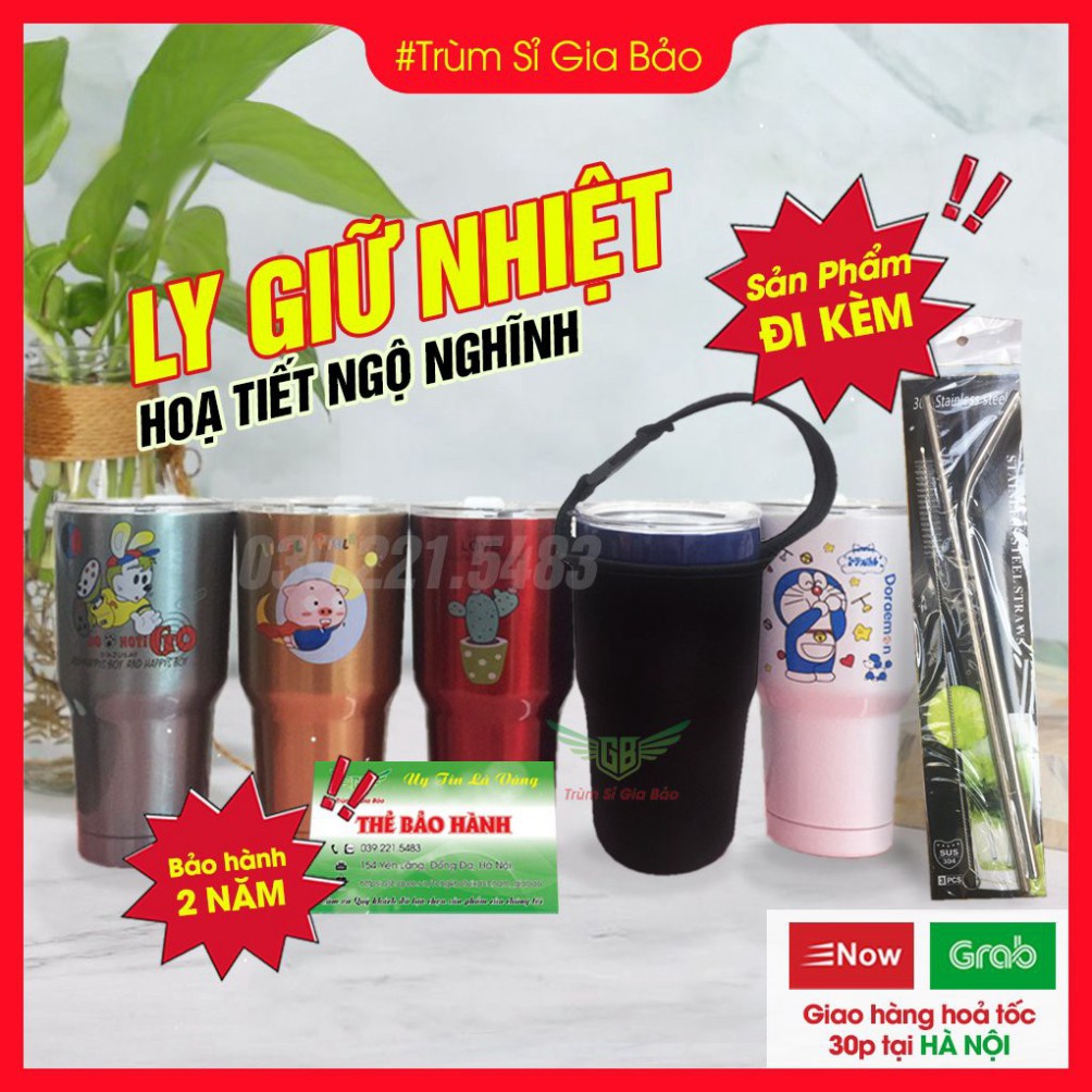 Ly giữ nhiệt Thái Lan Yeti 900ml kèm cọ và ống hút , bình giữ nhiệt inox 304 cao cấp , ca cốc giữ nhiệt hoạt hình .