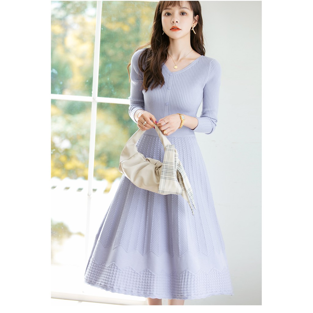 Váy len Saison De Papillion dáng váy xòe thương hiệu Nhật Bản có thể mặc rời áo hoặc váy riêng mẫu mới nhất 2021