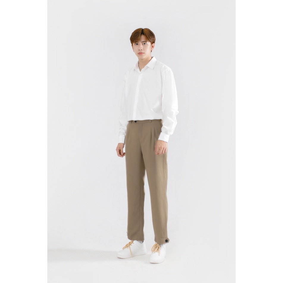 Áo Sơ Mi Giấu Cúc Cổ Bẻ Trơn Dài Tay Nam MANDO Form Slimfit Basic Unisex Thời Trang Công Sở Hàn Quốc SMD119