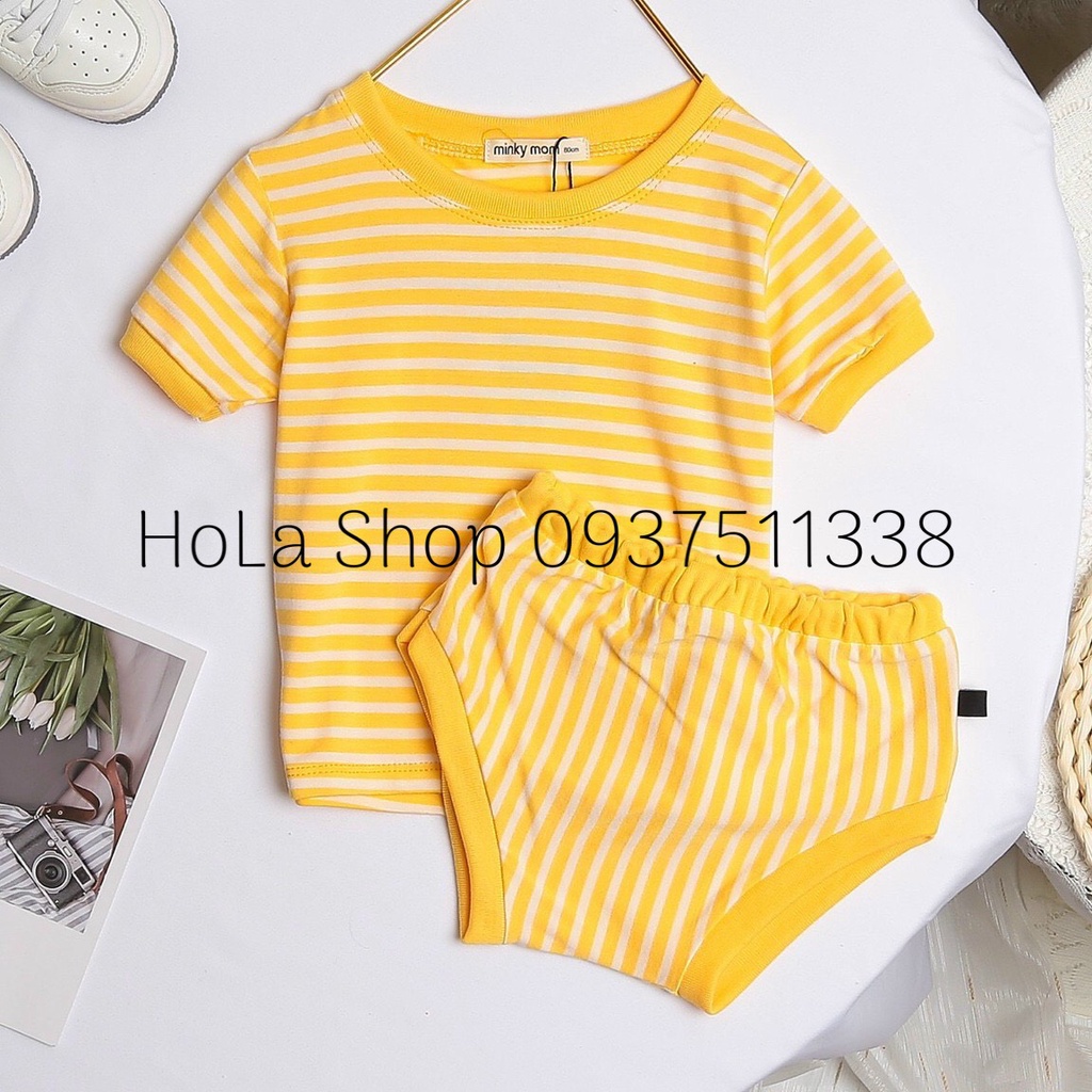 Bộ Quần Áo Cộc Tay Quần Chip Dệt Sọc Minky Mom  Cho Bé Chất Thun Lạnh -Th114