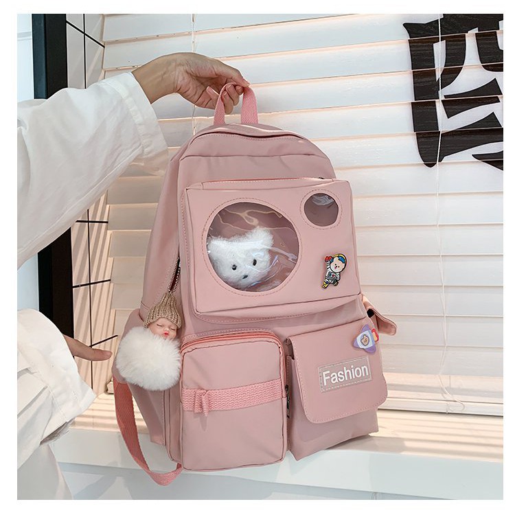 Balo Ulzzang nam nữ đi học chống thấm túi trong suốt giá rẻ (kèm sticker) BAG U TRO265