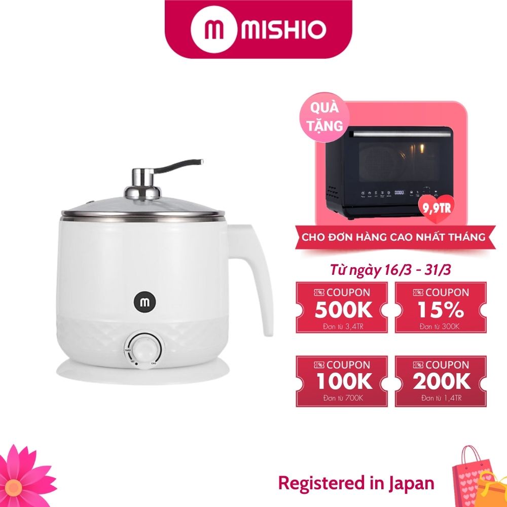 [Mã ELHADEV giảm 4% đơn 300K] Ca nấu đa năng Mishio MK214 600W inox 304