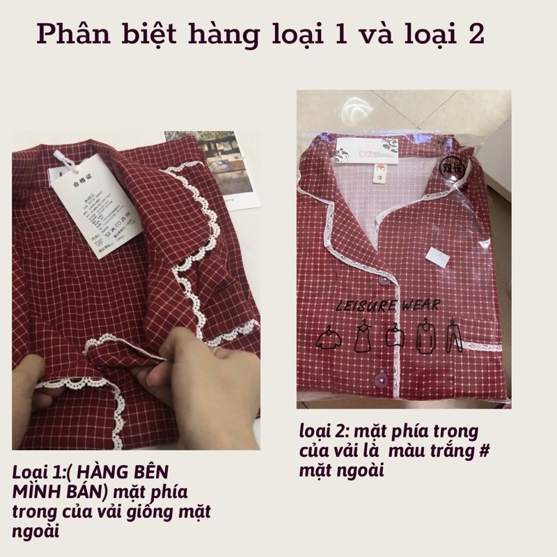 [Sẵn] BN2_Bộ Ngủ pijama, đồ mặc nhà dài tay kẻ caro đỏ cao cấp