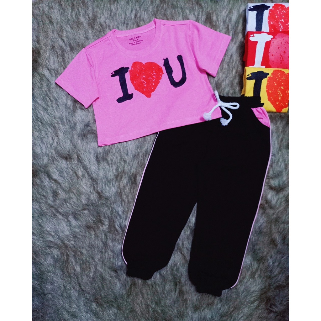 Set thể thao áo Croptop Cho Bé Gái thun cotton 100% [25-50 kí]