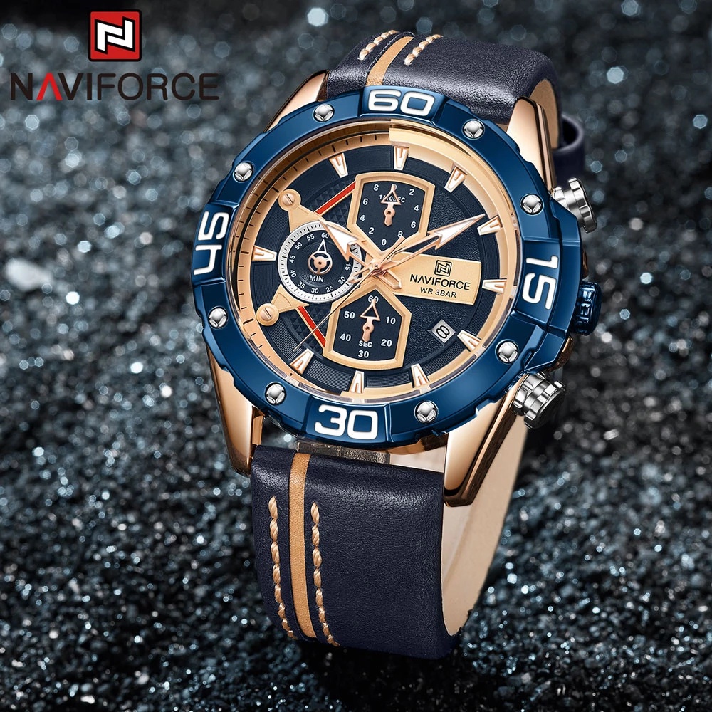 Đồng Hồ Nam NAVIFORCE Mặt Thạch Anh Dây Da Chống Thấm Nước Thời Trang