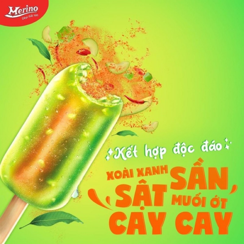 Kem xoài xanh muối ớt, kem gấu, kem dưa hấu, kem ly sữa dừa, kem kool 3 màu, kool sầu riêng, Kool sầu riêng socola