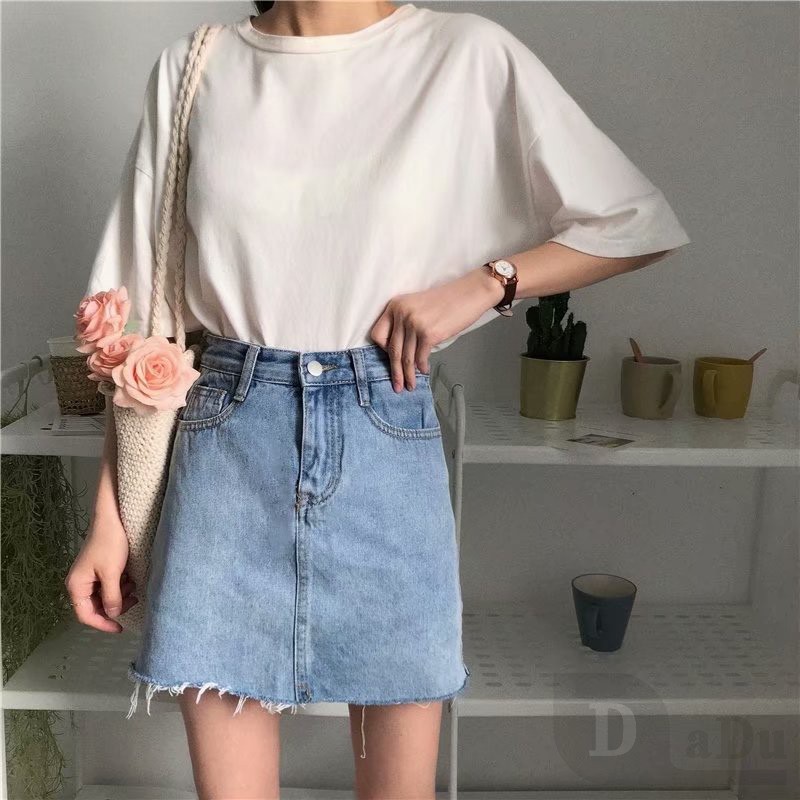 Chân Váy Ngắn Dáng Chữ A Lưng Cao Chất Liệu Cotton Thời Trang Cho Nữ