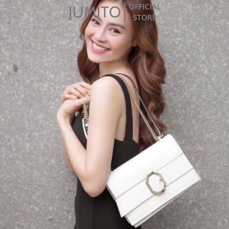 Túi xách nữ đeo chéo đeo vai khuy tròn dây xích sang trọng JUMITO SA1565